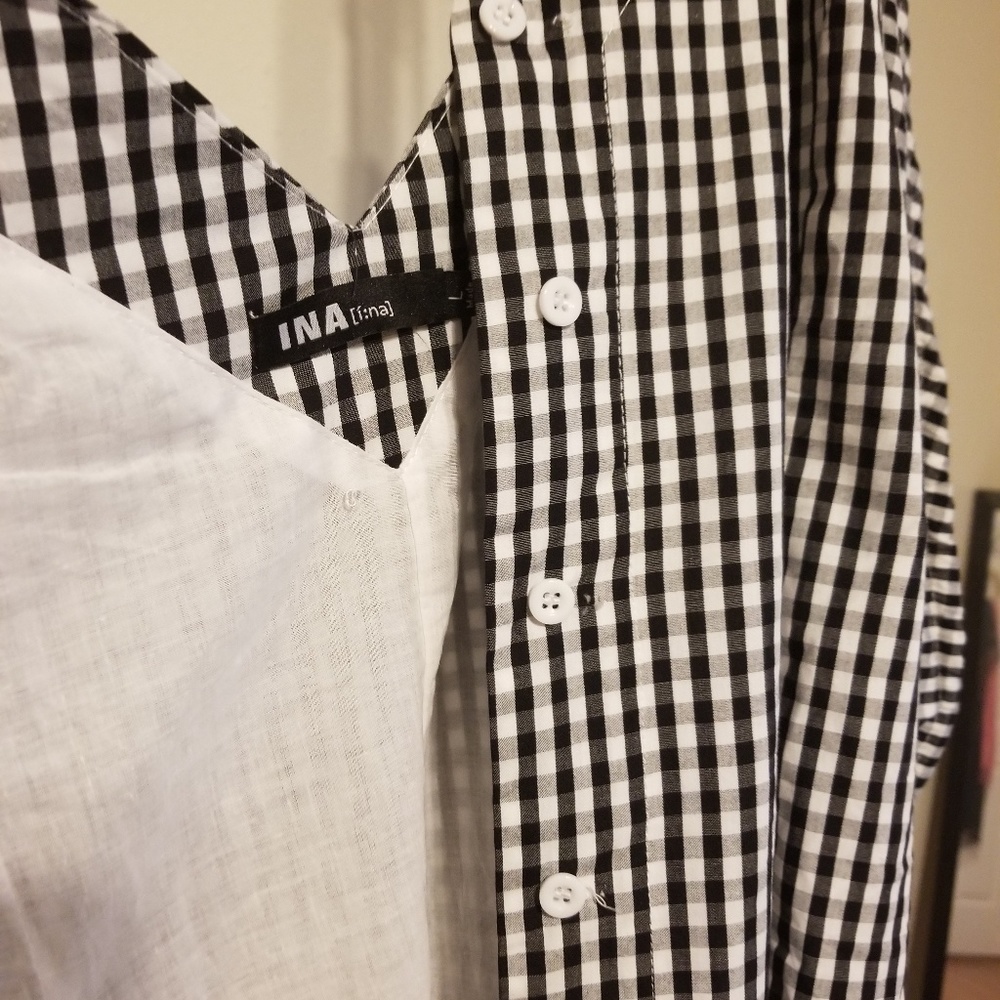 Black/White Gingham Hi Low Dress - Picture 5 of 7